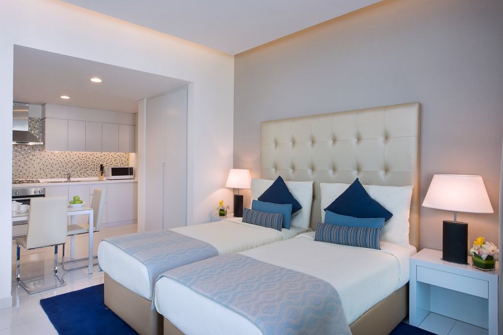 Damac Maison The Vogue Dubaj Zewnętrze zdjęcie A bedroom at the hotel